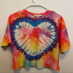 LOVE J Rainbow Tie dye, short sleeve crop top. Size M